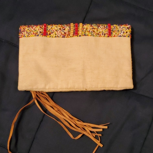 Boho colorful clutch bag with fringe - Picture 4 of 8